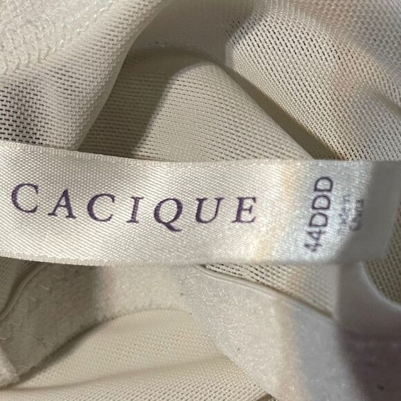 Cacique Off White Overlay Beige Balconette Bra Sz 44DDD - Picture 7 of 7